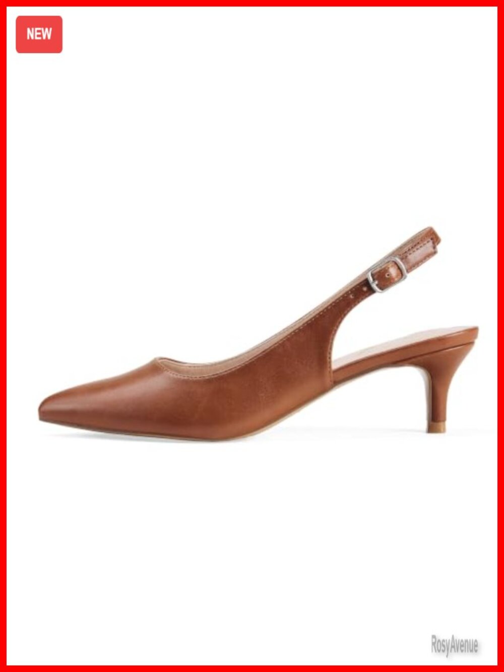 Kitten Heels Closed Toe Slingback Pumps Faux Suede Pointed Toe Low Heel